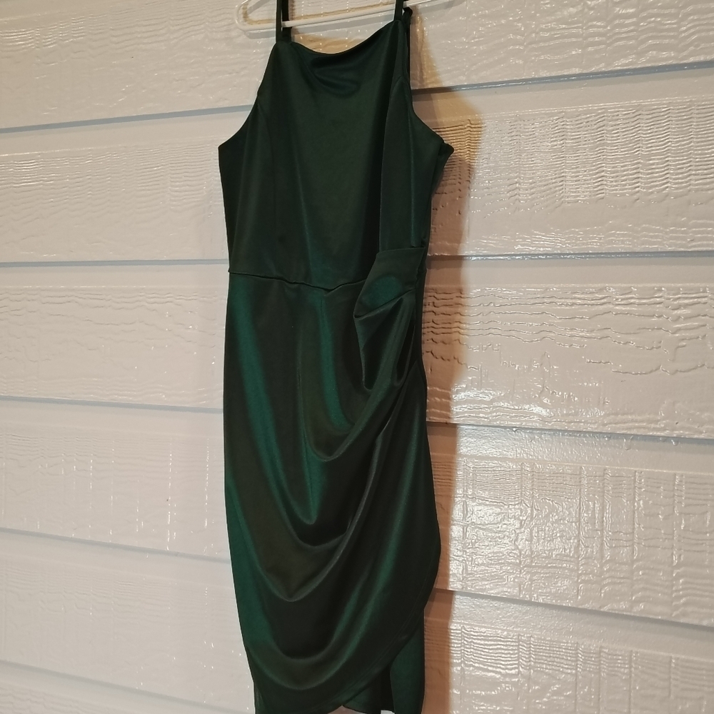 HONEY & ROSIE DRESS GIRLS SZ 14 SATIN FEEL EMERALD‎ GREEN FORMAL HOLIDAY XMAS